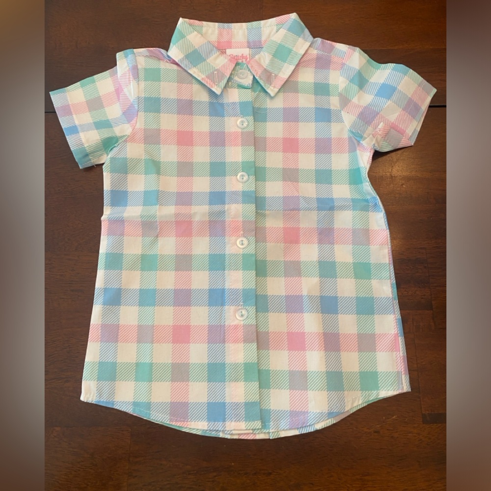 Pastel Plaid Kids Shirt NWOT